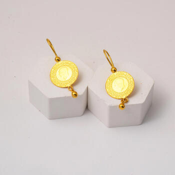 Çeyrek Altınlı 22 Ayar Altın Küpe - 3