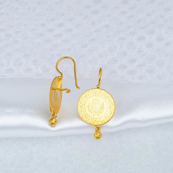 Çeyrek Altınlı Toplu 22 Ayar Altın Küpe - 1