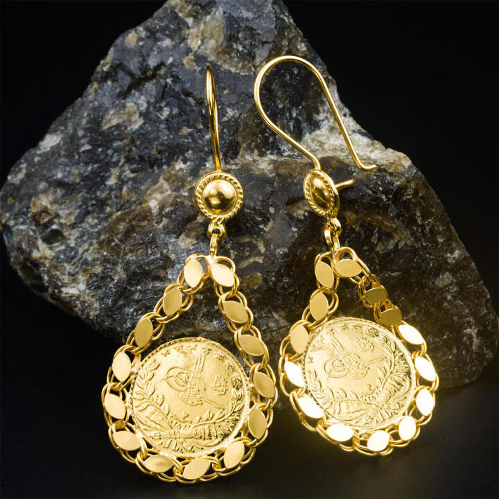 Çeyrek Reşatlı 22 Ayar Altın Küpe - 2