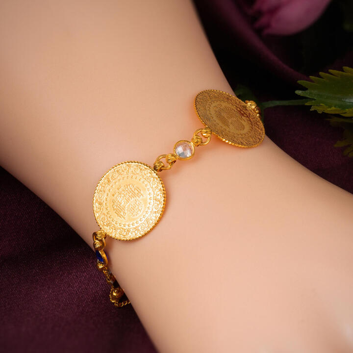 Çeyrekli Bileklikli Kolyeli 22 Ayar Set - 3