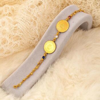 Çeyrekli Bileklikli Kolyeli 22 Ayar Set - 4