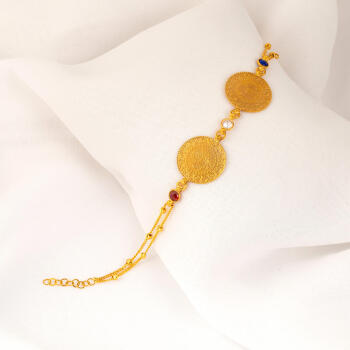 Çeyrekli Bileklikli Kolyeli 22 Ayar Set - 6