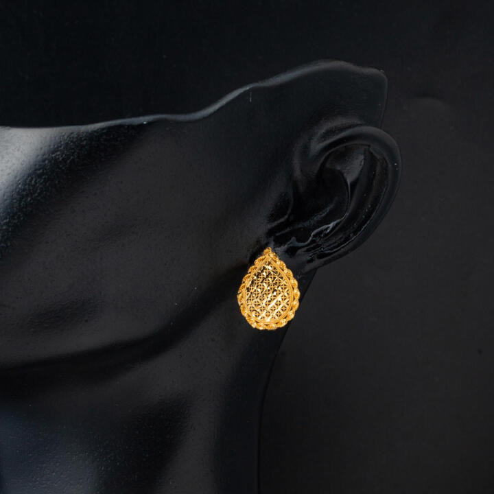 Damla Yaşam Çiçeği 22 Ayar Altın Küpe - 2