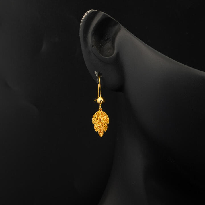 Defne Yaprağı 22 Ayar Altın Küpe - 2