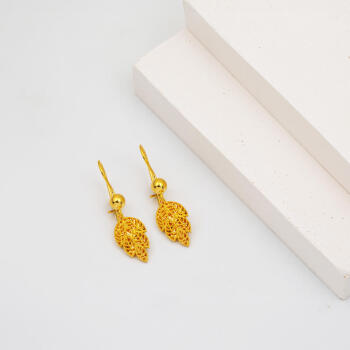 Defne Yaprağı 22 Ayar Altın Küpe - 3