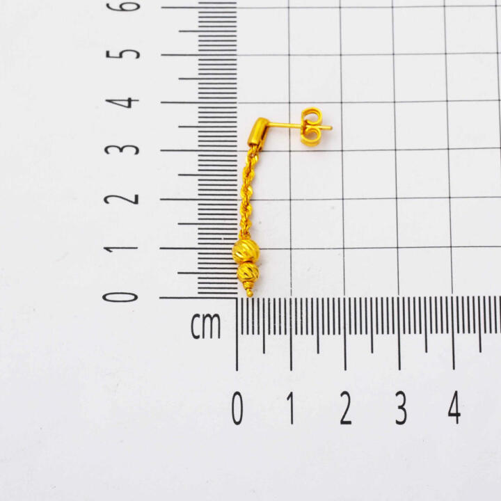 Dorika Sallantılı 22 Ayar Örgü Altın Küpe - 3