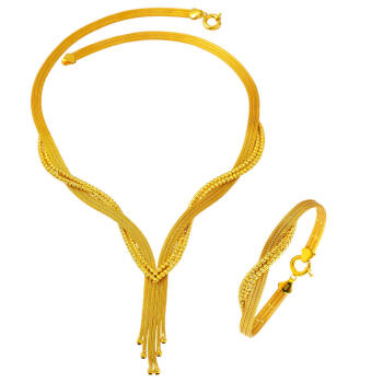 Gerdanlık & Bileklik Top Altınlı Set - 1