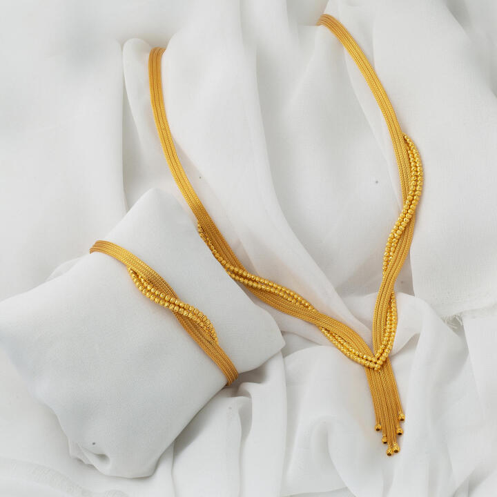 Gerdanlık & Bileklik Top Altınlı Set - 4