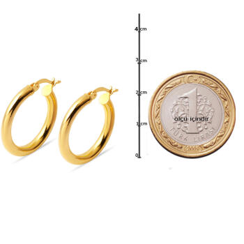 Halka 2,2 cm. Çaplı 22 Ayar Altın Küpe - 5