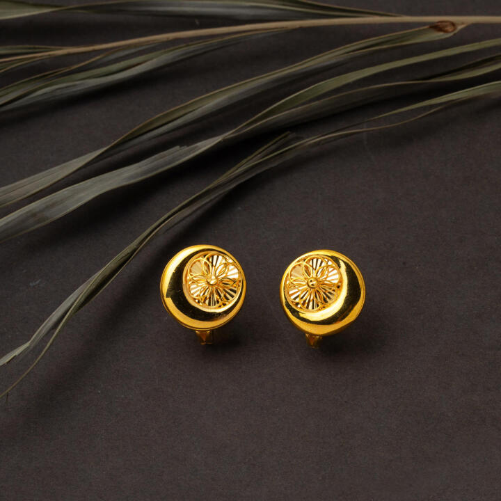 Hilal Model 22 Ayar Altın Kalemli Küpe - 4