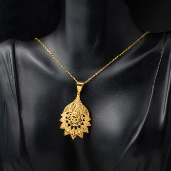 Hint Motifli 22 Ayar Altın Kolye - 2