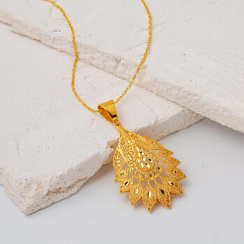 Hint Motifli 22 Ayar Altın Kolye - 3