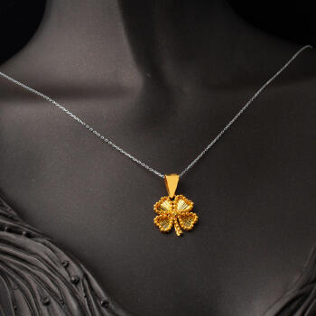 Işıltılı Yonca 22 Ayar Altın Kolye Ucu - 2