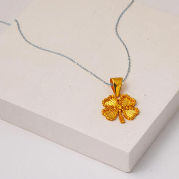 Işıltılı Yonca 22 Ayar Altın Kolye Ucu - 3