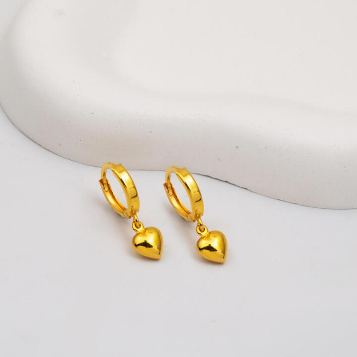 Kalp Sallantılı 22 Ayar Altın Küpe - 3