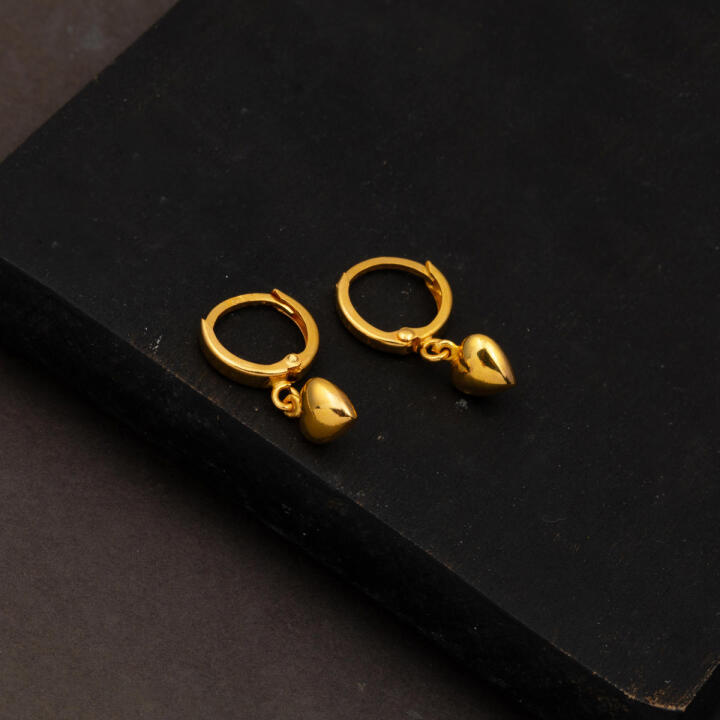 Kalp Sallantılı 22 Ayar Altın Küpe - 4