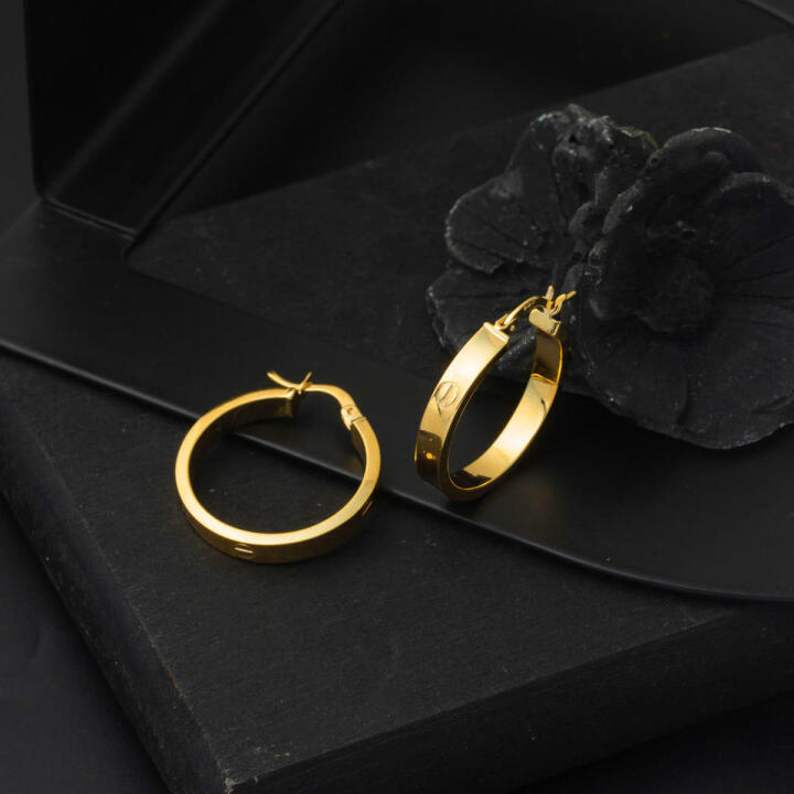 Kartiyer 22 Ayar Altın Halka Küpe 2,5 cm. Çaplı - 4