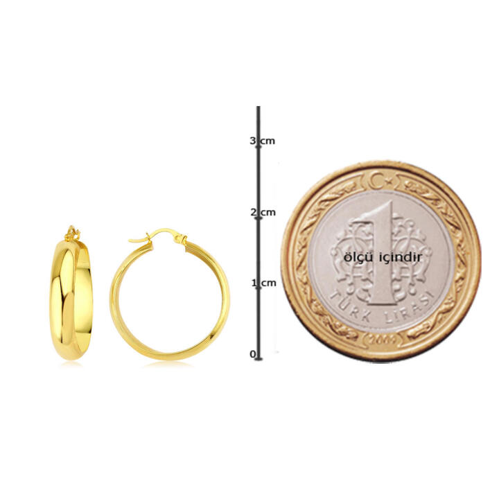 Klasik 1,8 cm. Çaplı 22 Ayar Halka Küpe - 5
