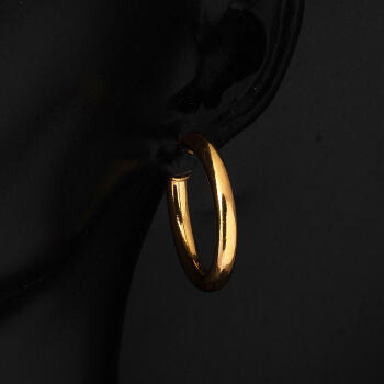 Klasik 2 cm. Çaplı 22 Ayar Halka Küpe - 2