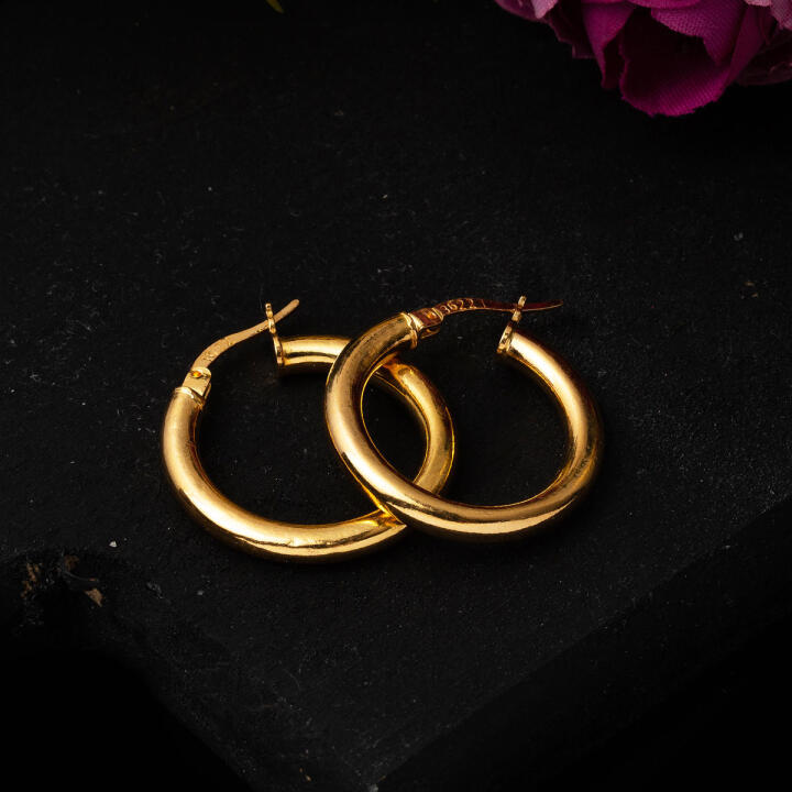 Klasik 2 cm. Çaplı 22 Ayar Halka Küpe - 4