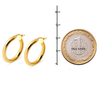 Klasik 2 cm. Çaplı 22 Ayar Halka Küpe - 5