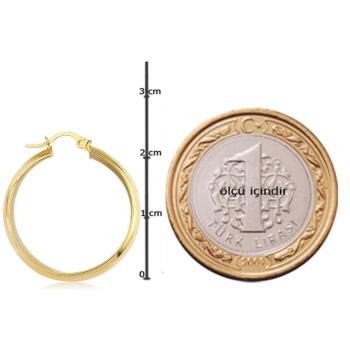 Klasik 2.2 cm. Çaplı 22 Ayar Halka Küpe - 5