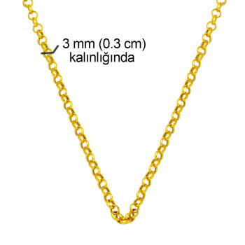 Klasik Halka 22 Ayar Altın Zincir 55 cm - 5