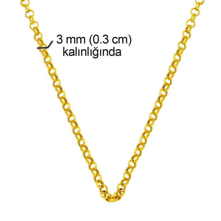 Klasik Halka 22 Ayar Altın Zincir 55 cm - 5