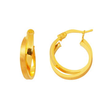 Kumlu Model Çift Halkalı 22 Ayar Altın Küpe - Bilezikçi