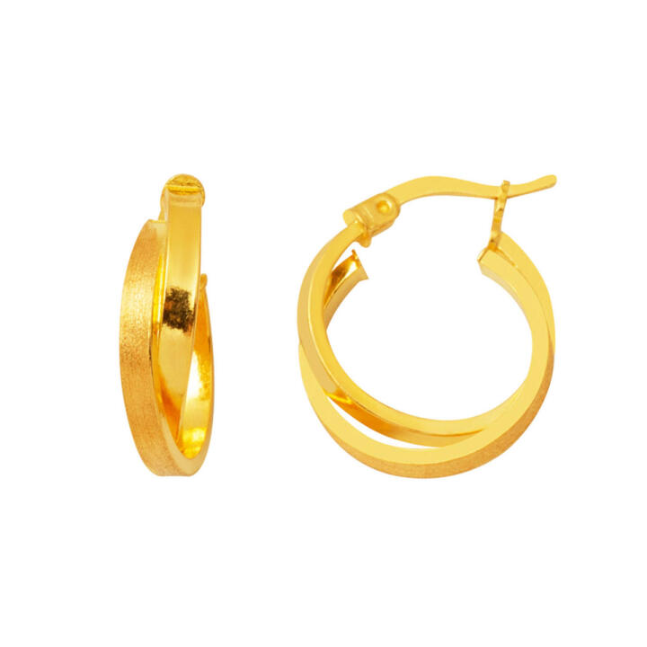 Kumlu Model Çift Halkalı 22 Ayar Altın Küpe - 1