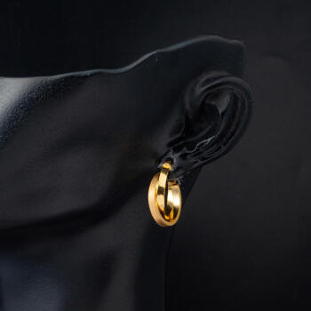 Kumlu Model Çift Halkalı 22 Ayar Altın Küpe - 2