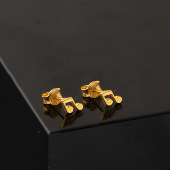 Melodi 22 Ayar Klipsli Altın Küpe - 4