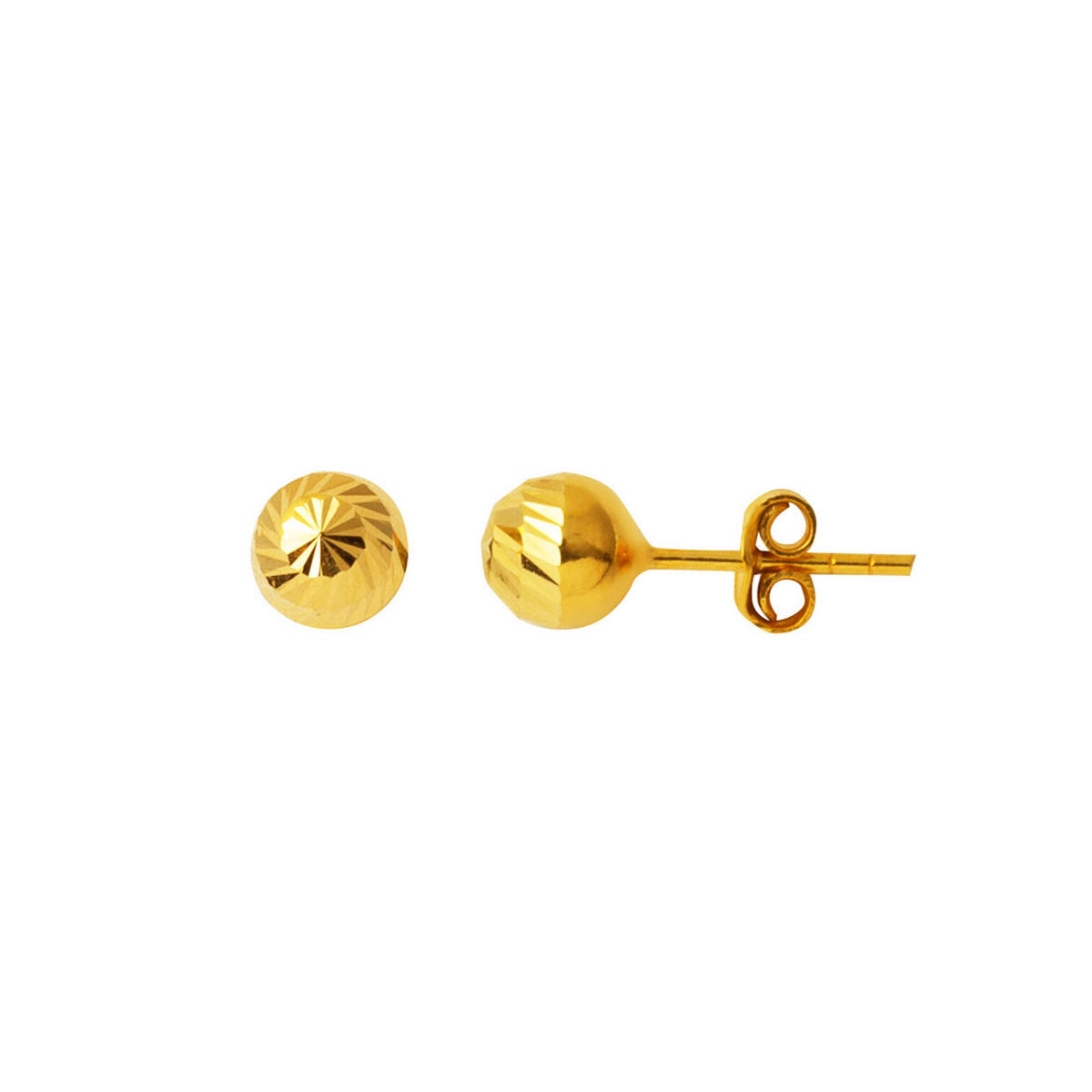 Kalemli 22 Ayar Top Altın Küpe 6 Mm.