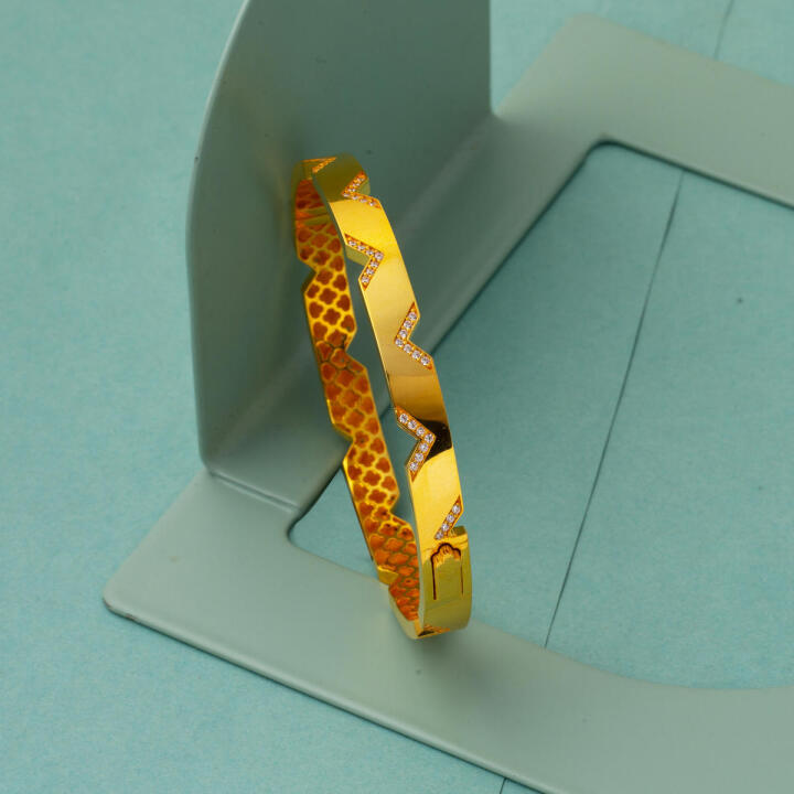 Modern Versage Tasarım 22 Ayar Altın Kelepçe Bilezik - 6