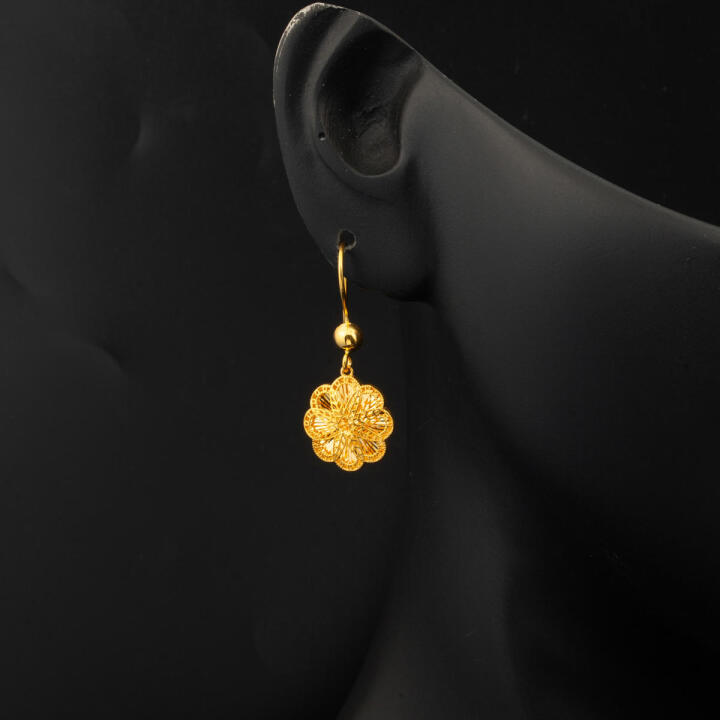 Papatya Işıltısı Altın Küpe 22 Ayar - 2