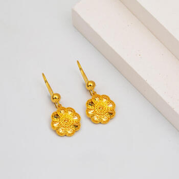 Papatya Işıltısı Altın Küpe 22 Ayar - 3