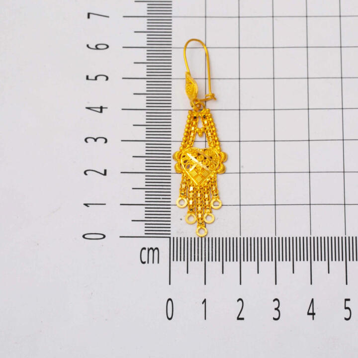 Sallantılı 22 Ayar Hint Model Altın Küpe - 3