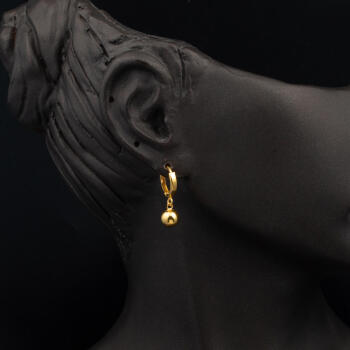 Top Altınlı 22 Ayar Sallantılı Küpe - 2