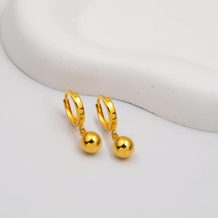 Top Altınlı 22 Ayar Sallantılı Küpe - 3