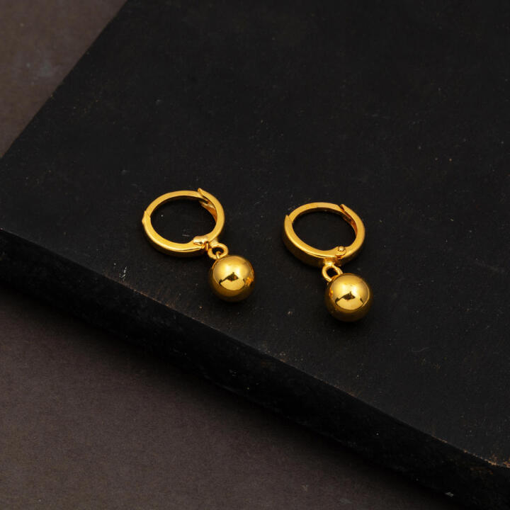 Top Altınlı 22 Ayar Sallantılı Küpe - 4