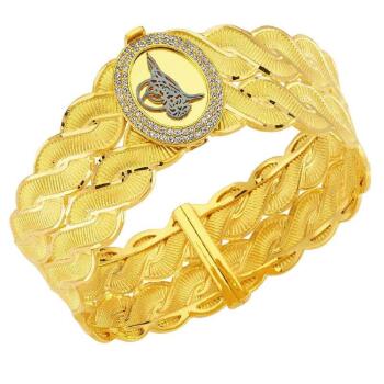 Tuğralı 22 Ayar Altın Rize Kelepçe Bilezik - Bilezikçi