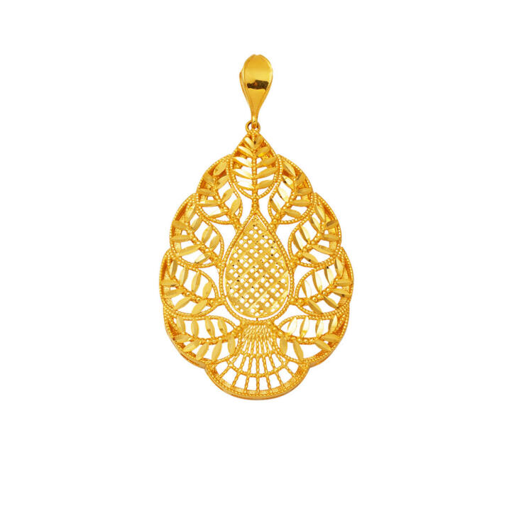 Yaprak Tasarım 22 Ayar Altın Kolye Ucu - 1