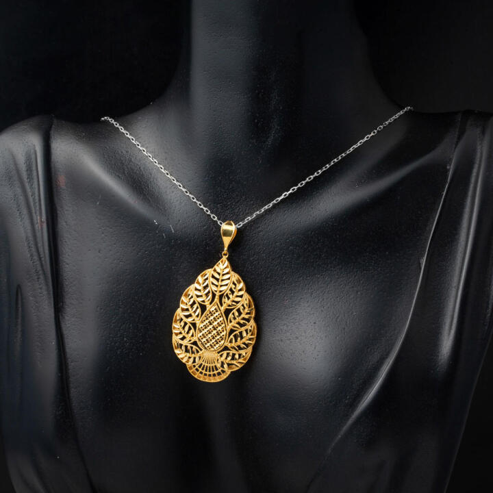 Yaprak Tasarım 22 Ayar Altın Kolye Ucu - 2