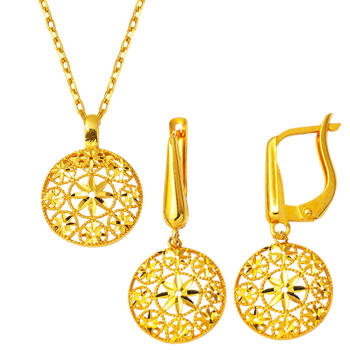 Yaşam Çiçeği Kolye & Küpeli 22 Ayar Set - 1