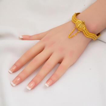 İşlemeli 22 Ayar Altın Erzurum Kelepçe Bilezik - 2