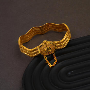 İşlemeli 22 Ayar Altın Erzurum Kelepçe Bilezik - 3